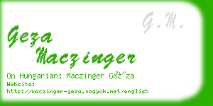 geza maczinger business card